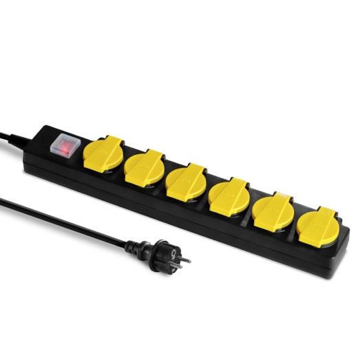 Prelungitor cu capace de protectie si comutator, 6 prize, 3x1.5mm / 2m, 230V, Trotec, tip PVP6