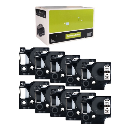 Set 10 tichete CD DVD 6mm x 7m alb compatibile Dymo S0720780 43613, pentru gama Dymo Labelamanger si Aimo D1600