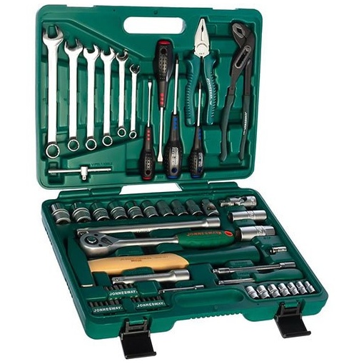 Set 60 piese tubulare si accesorii Jonnesway 1/4" si 1/2" 6-24 mm, carcasa plastic