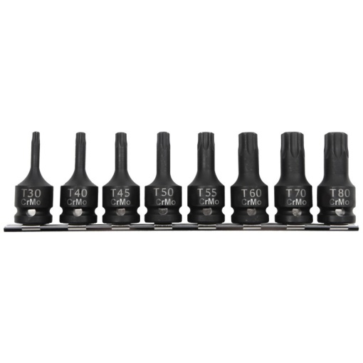 Set 8 piese PROLINE tubulare impact cu varf 1/2", TORX T30-T80