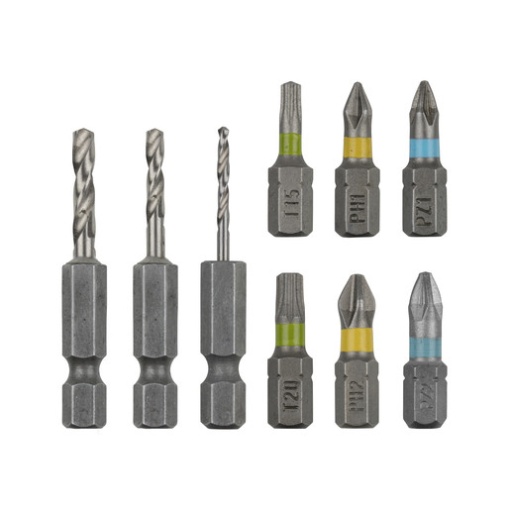 Set 9 piese gaurire insurubare FlipBit Wolfcraft, Hex 1/4"
