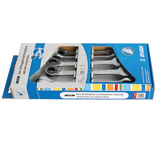 Set de 6 chei combinate din otel forjat cu clichet in cutie de carton Unior 160/2CS 8-19 mm