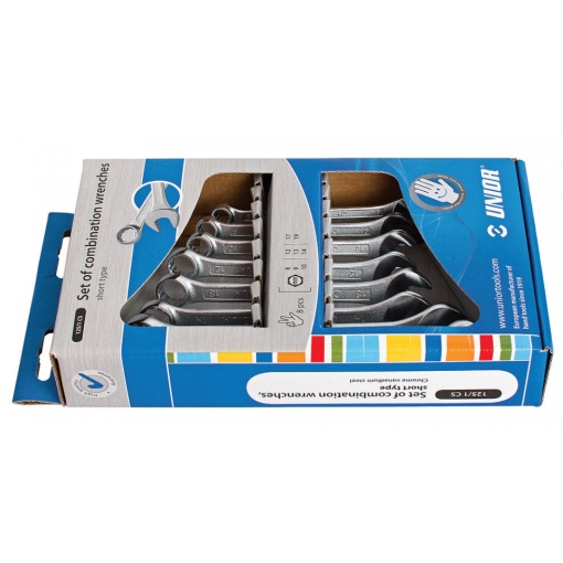 Set de 8 chei combinate Unior scurte in cutie de carton 8 - 19 mm