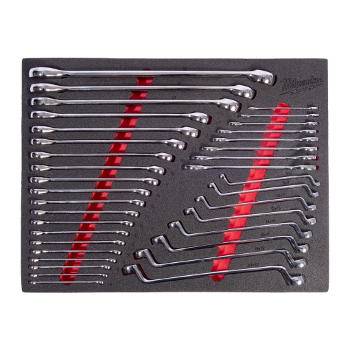 Set insertie spuma Milwaukee cu chei inelare cu cot, chei fixe si combinate, 36buc