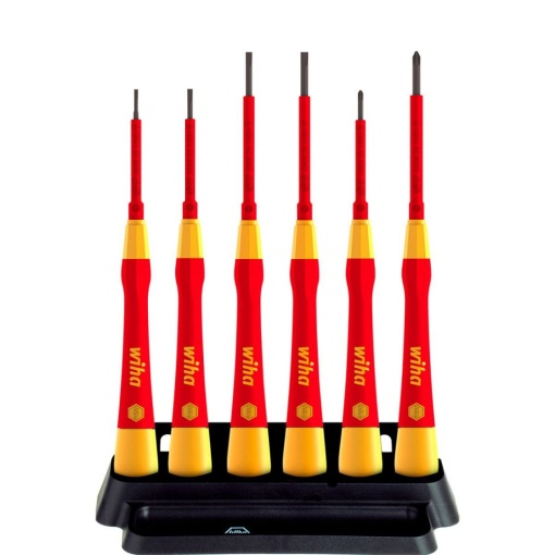 Set surubelnite izolate 1000 V, WIHA PicoFinish drepte + PH cu stand, 6 piese