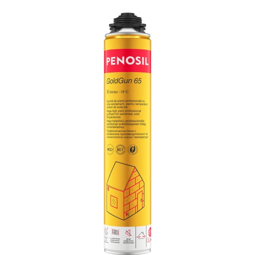 Spumă PU de iarnă, de cea mai înaltă calitate şi cu debit crescut PENOSIL GoldGun 65 Winter, 900 ml