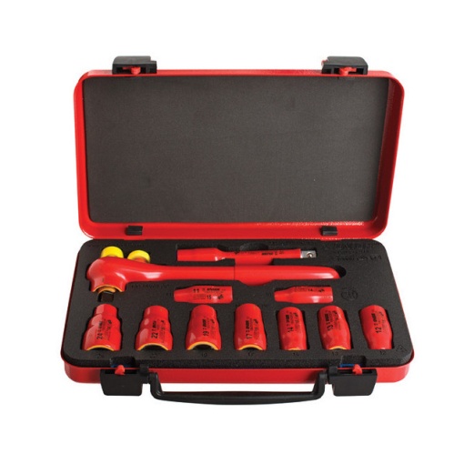 190VDE6P11A Set de capete chei tubulare izolate la 1000 V in cutie metalica 10 - 24 / 11 piese - 612678