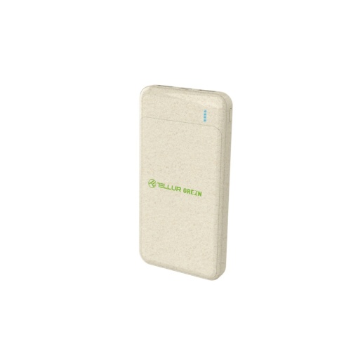 Baterie externă Tellur Green PD103 10000mAh 2xQC3.0 + PD 18W, crem