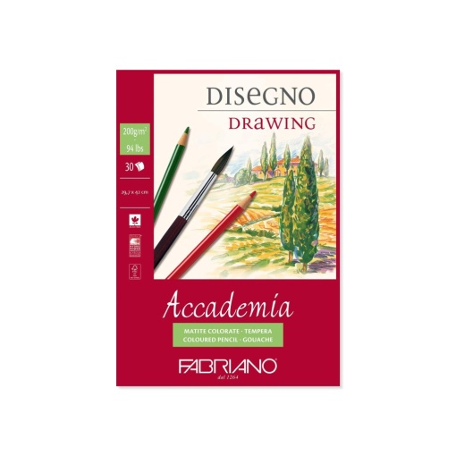 Bloc desen Accademia Disegno, A3, 200 g, 30 file, fără spirală Fabriano
