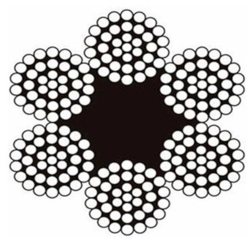 Cablu de tractiune Gutman constructia 6x37+FC cu inima textila aspect zincat/mat