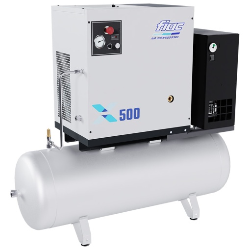 Compresor profesional cu șurub FIAC X500D/200 cu uscător și inverter - 10 bar, 498 l/min, rezervor (butelie) 200l
