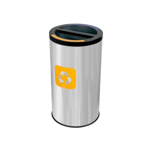 Coș inox colectare selectivă 2 compartimente cu găleată interioară, 2 x 30 L