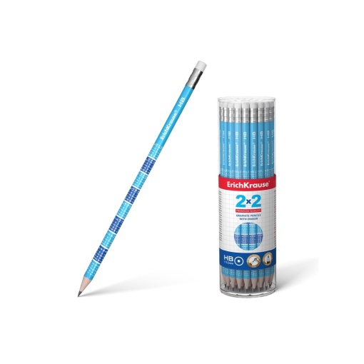 Creion rotund cu gumă 2x2 HB EK