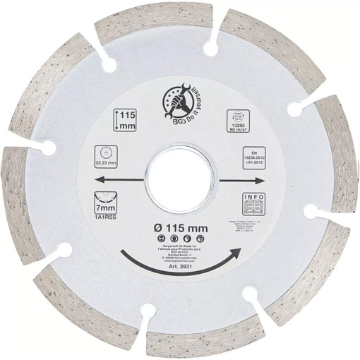 Disc diamantat BGS 3931 - 115x22.2 mm, pentru materiale de constructii