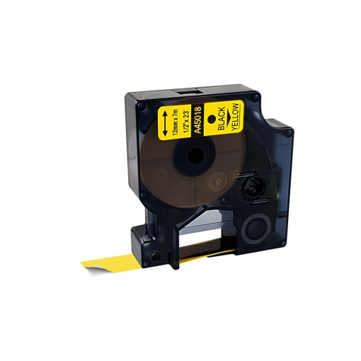 Etichete 12mm x 7m negru galben compatibile Dymo S0720580 45018, pentru gama Dymo Labelamanger si Aimo D1600