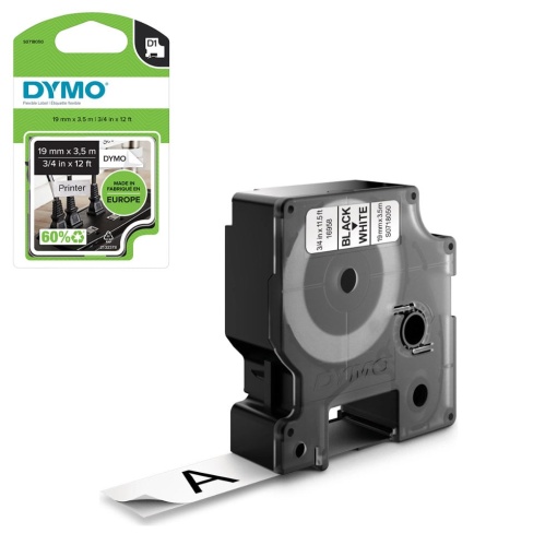 Etichete flexibile 19mm x 3.5m DYMO LabelManager negru alb S0718050 18488