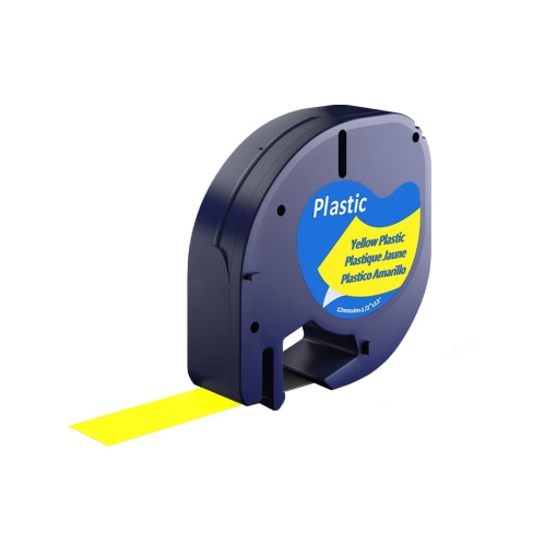 Etichete plastic galben 12mm x 4m compatibile Dymo Letratag 91200 S0721510, functioneaza si cu Imprimanta AIMO P12