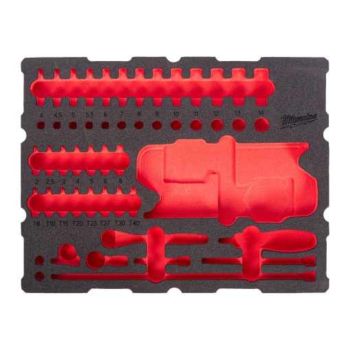Insertie spuma goala Milwaukee pentru PACKOUT™ 67 piese antrenor cu clichet 1/2″ și cap chei tubulare cu bit