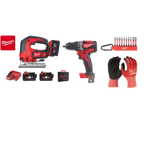 Kit Fierastrau pendular, M18 BJS-402C, 18V + Masina de gaurit 18V, 2 baterii, incarcator, geanta, accesorii
