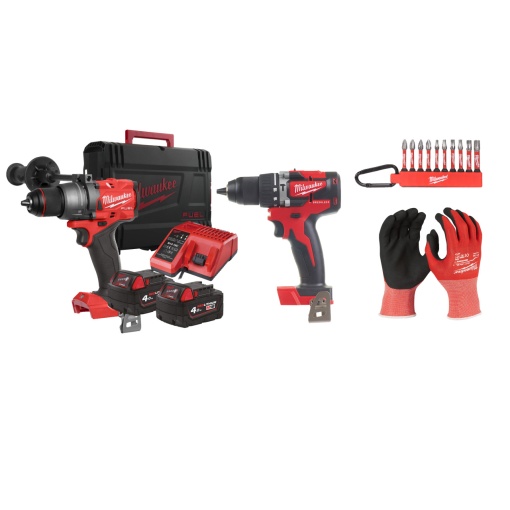 Kit Masina de gaurit, M18 FDD3-402C, 18 V+ Masina de gaurit 18V, 2 baterii, incarcator, geanta, accesorii