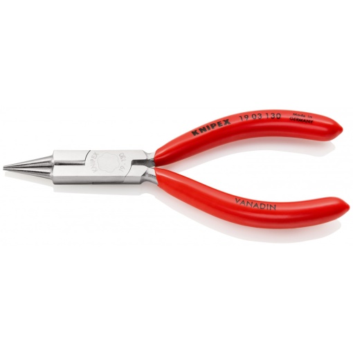 KNIPEX 19 03 130 Clește rotund cu tăiș (patent de îndoit pentru bijutieri) acoperite cu plastic cromat 130 mm