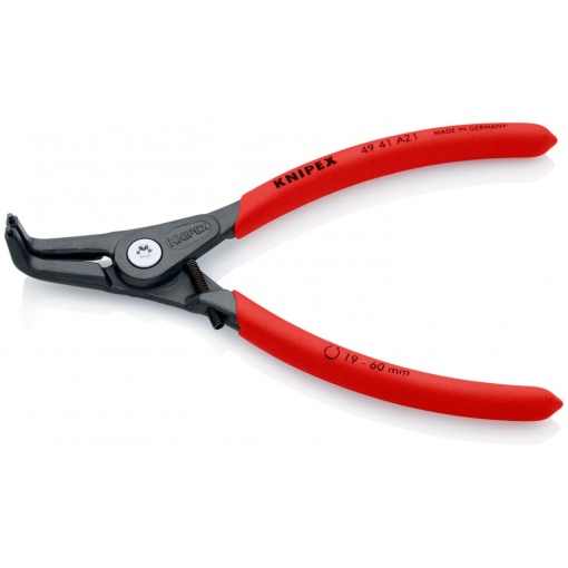 KNIPEX 49 41 A21 clește de precizie pentru inele de siguranță pentru inele exterioare pe axuri acoperit cu material plastic aderent bonderizat în culoarea gri 165 mm