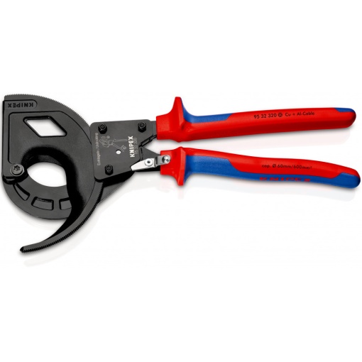 KNIPEX 95 32 320 Foarfeca pentru cabluri (principiul clichetului, 3 trepte) cu manşoane multicomponent vopsit negru 320 mm