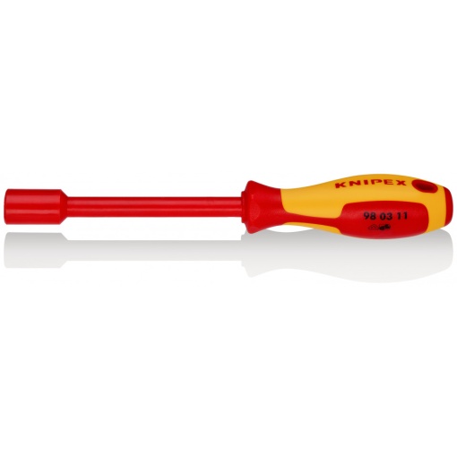 KNIPEX 98 03 11 Cheie tubulară cu mâner tip șurubelniță mâner izolator multicomponent, testat de VDE brunat 237 mm