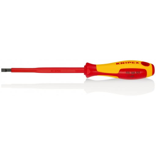 KNIPEX 98 20 55 șurubelniță pentru șuruburi cu fantă mâner izolator multicomponent, testat de VDE brunat 232 mm