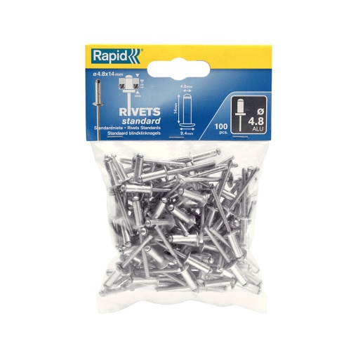 Nituri Standard Rapid diametru 4.8mm x 14mm, aluminiu, 100buc set, 5000381