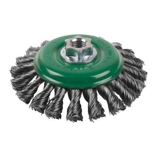 Perie conica rasucita Milwaukee M14, 115x12mm, inox, 0.5mm