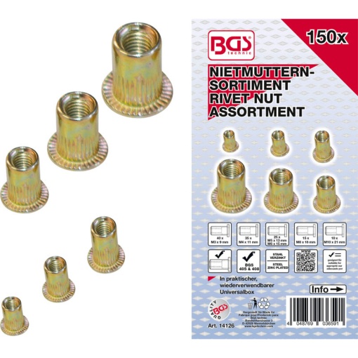 Piulite-nit aluminiu, set 150 buc.