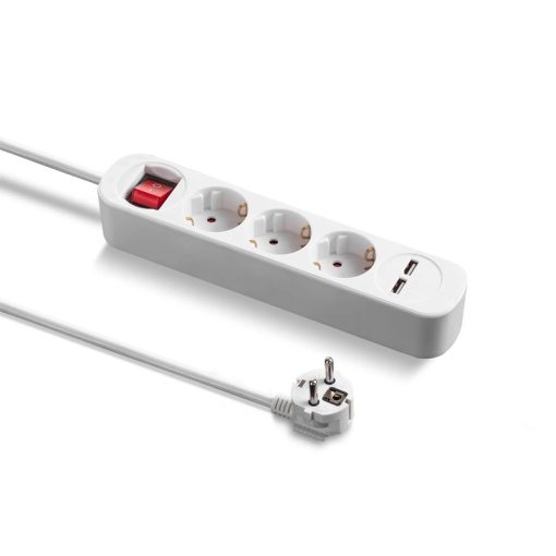 Prelungitor cu comutator, 3 prize + 2 USB, 3x1.5mm / 1.5m, 230V, Trotec, tip PVH3