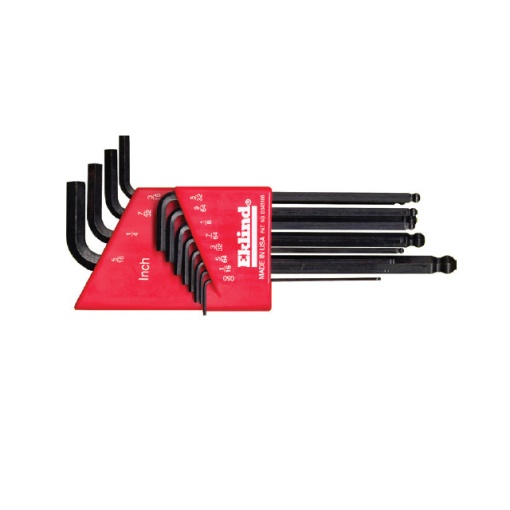 Set 12 chei locas hexagonal lungi cu cap sferic in suport de plastic EKLIND 050''-5/16''