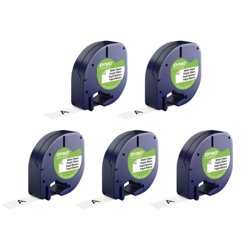 Set 5 Etichete borcane DYMO LetraTag 12mm x 4m hartie alba 91200 S0721510