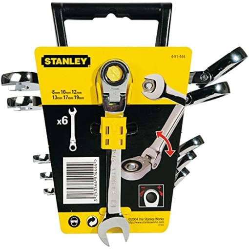 Set 6 chei combinate cu clichet articulate Stanley 8-19mm