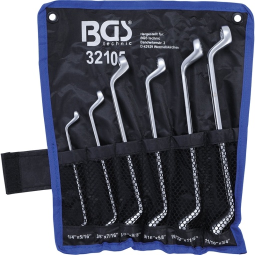 Set 6 chei inelare cu cot, 1/4" - 3/4"