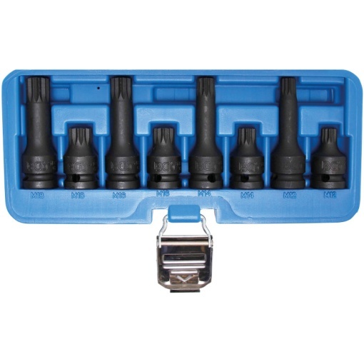 Set 8 piese BGS varfuri de impact dinti multiplii (pentru XZN), antrenare 1/2", M12-M18, lungi + scurte