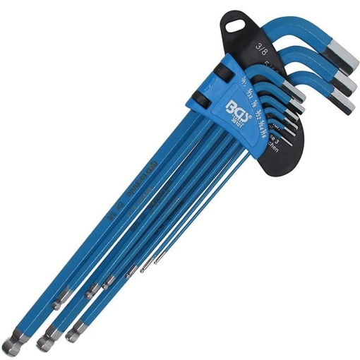 Set 9 chei imbus tip L cap sferic extra-lungi, magnetice, 1/16" - 3/8"
