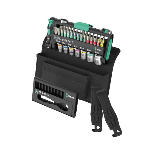 Set Wera Bicycle 3, 41 piese pentru bicicleta, Tool-Check Plus, clichet, Rapidaptor, biti, tubulare, leviere, trusa compacta profesionala