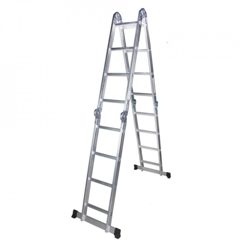 STR404 Scara multifunctionala din aluminiu 4 segmente x 4 trepte, 4.6 m