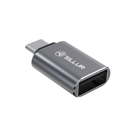 Adaptor Tellur USB-C (tată) la USB-A (mamă), 10Gbps, 3A, aluminiu
