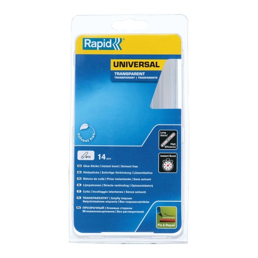 Baton silicon profesional Rapid Universal transparent, O12mm x 190mm, baza EVA, 14 buc blister 40107362