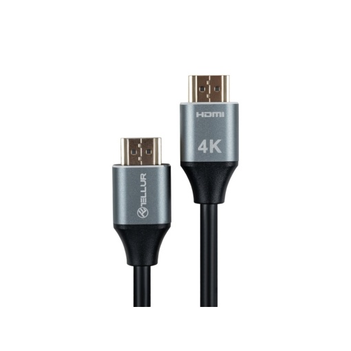 Cablu High Speed HDMI 2.0 Tellur, 4K, 18Gbps, tată-tată, Ethernet, aurit, 3m, negru
