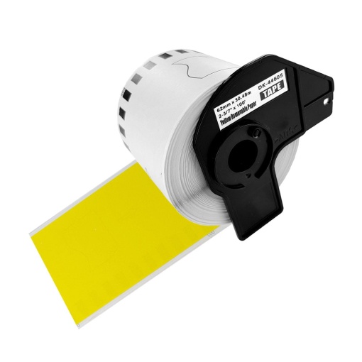 Etichete modul continuu DK-44605 galbene repozitionabile 62mm x 30.48m suport plastic inclus compatibile Brother DK-44605 DK44605