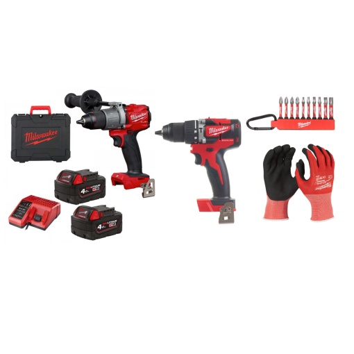 Kit Masina de gaurit cu percutie, FPD3-402C , 18 V+ Masina de gaurit 18V, 2 baterii, incarcator, geanta, accesorii