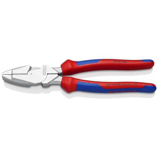 KNIPEX 09 05 240 Patenti Combi cu parghie mare "Lineman's Pliers" model american cu manşoane multicomponent cromat 240 mm