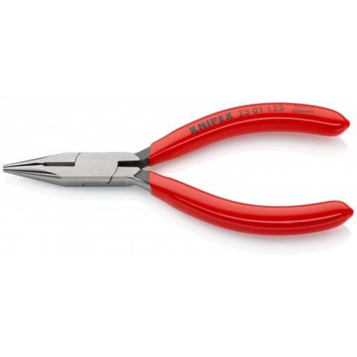 KNIPEX 25 01 125 Clește plat-rotund cu tăiș (patent cu cioc drept) acoperite cu plastic vopsit negru 125 mm