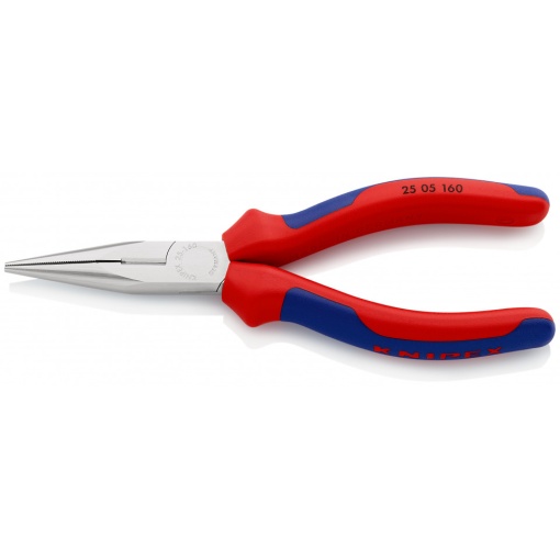 KNIPEX 25 05 160 Clește plat-rotund cu tăiș (patent cu cioc drept) cu manşoane multicomponent cromat 160 mm