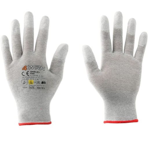 Manusi de lucru 4WRK SHIELD+ESD GW, nailon/fibre de carbon/poliuretan CAT.II XL
